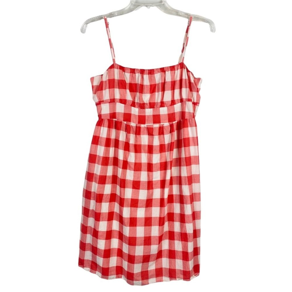 SALE Roxy Red White Gingham Sun Dress Farmhouse Boho Checker Print Sz 7